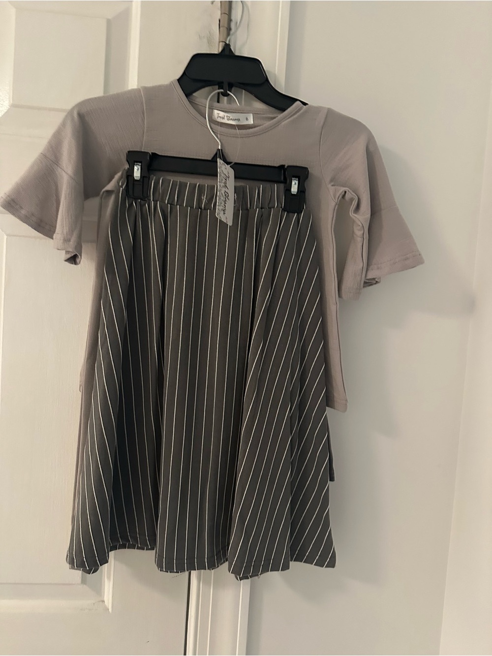 Neutral Gray Girls Two-Piece Casual Set by